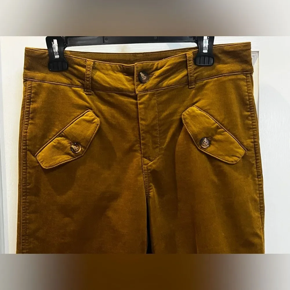 Kut From The Kloth Sadie Slit Hem Crop Corduroy Pants golden brown Size 6